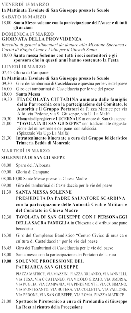 Festa San Giuseppe a Casteldaccia 2024