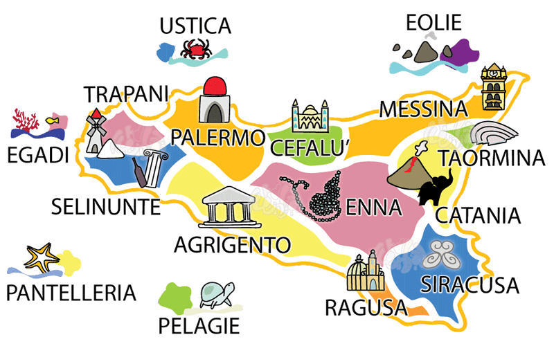 Mappa delle Aree Turistiche Siciliane