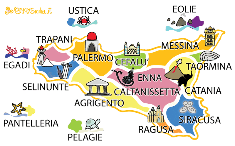 Sicily Tourist Areas Map