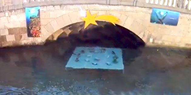 Submerged nativity scene in Syracuse