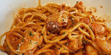 Linguine with red shrimp from Mazara