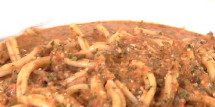 Pasta with <em>ammogglio</em> from Pantelleria